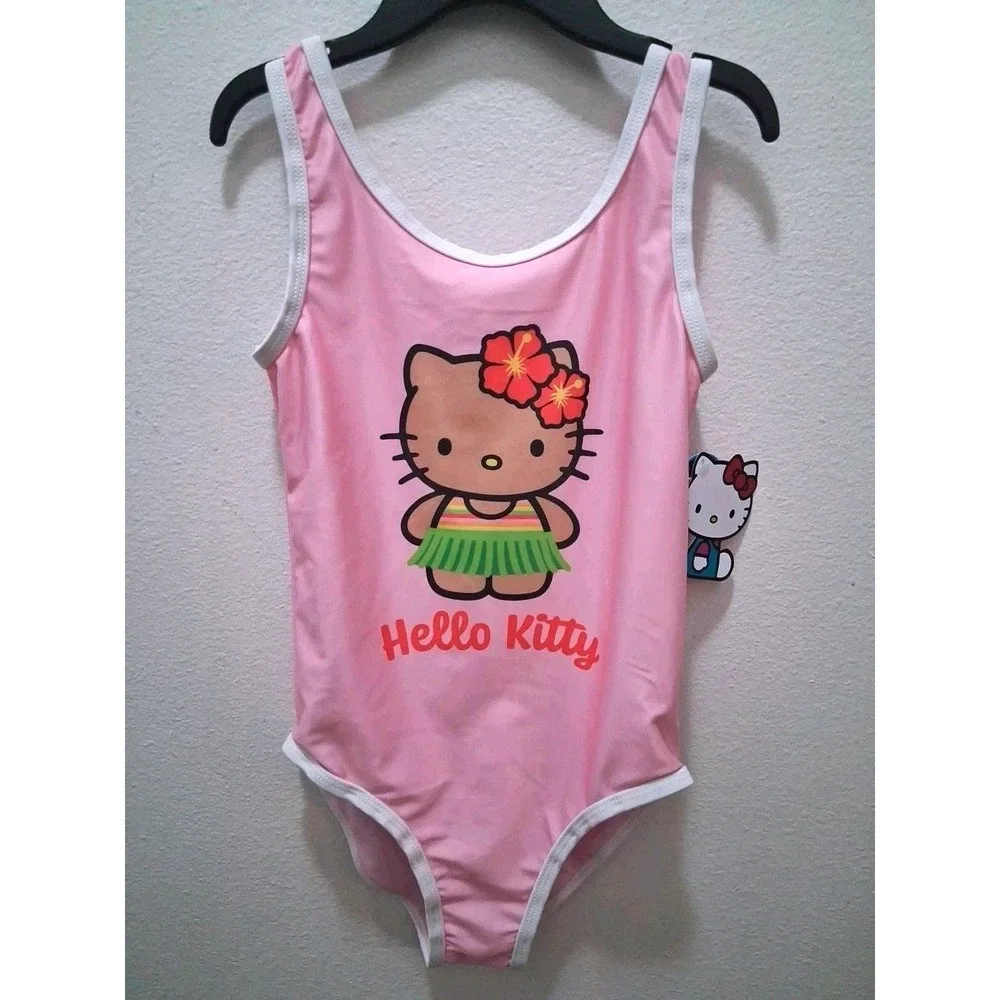 Hello Kitty Sanrio Girls Pink One Piece Swimsuit Hula Sz 6/6X‎ #26295